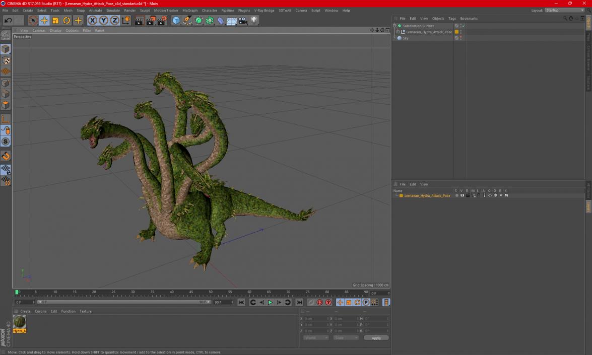 3D Lernaean Hydra Attack Pose 2 model