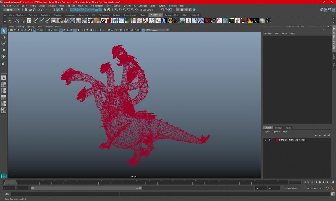 3D Lernaean Hydra Attack Pose 2 model