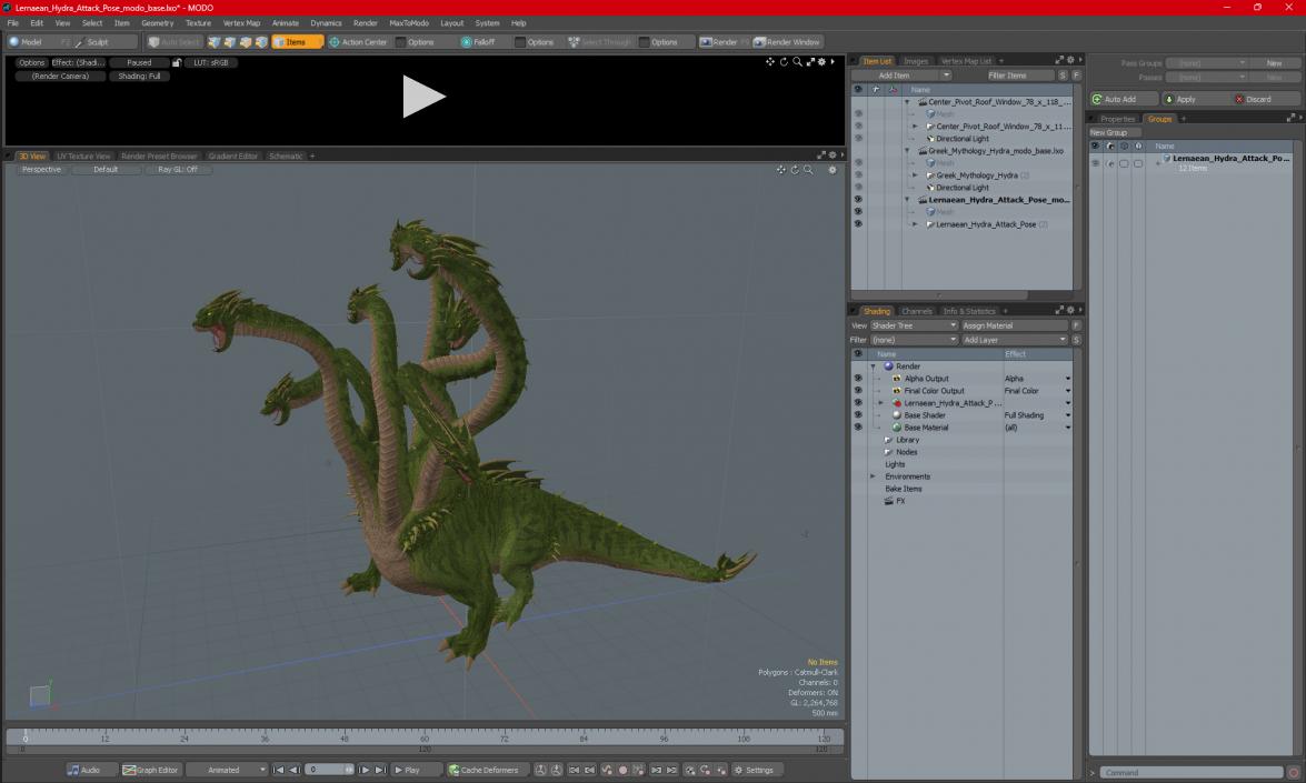 3D Lernaean Hydra Attack Pose 2 model