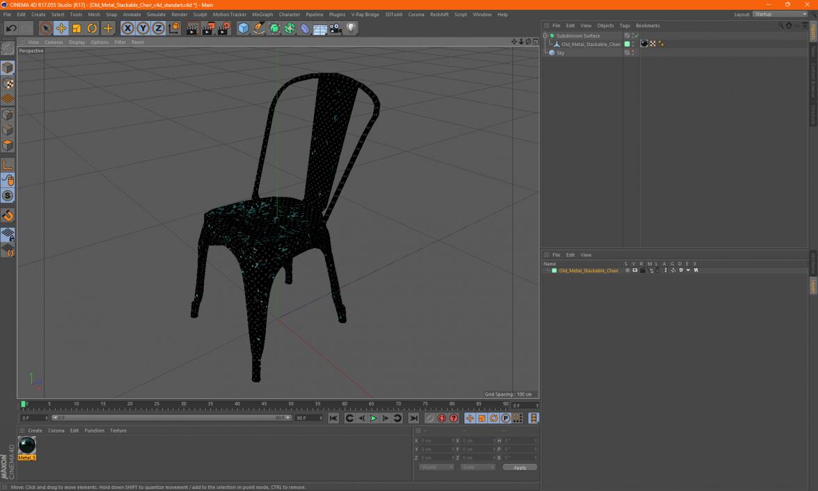 3D model Old Metal Stackable Chair