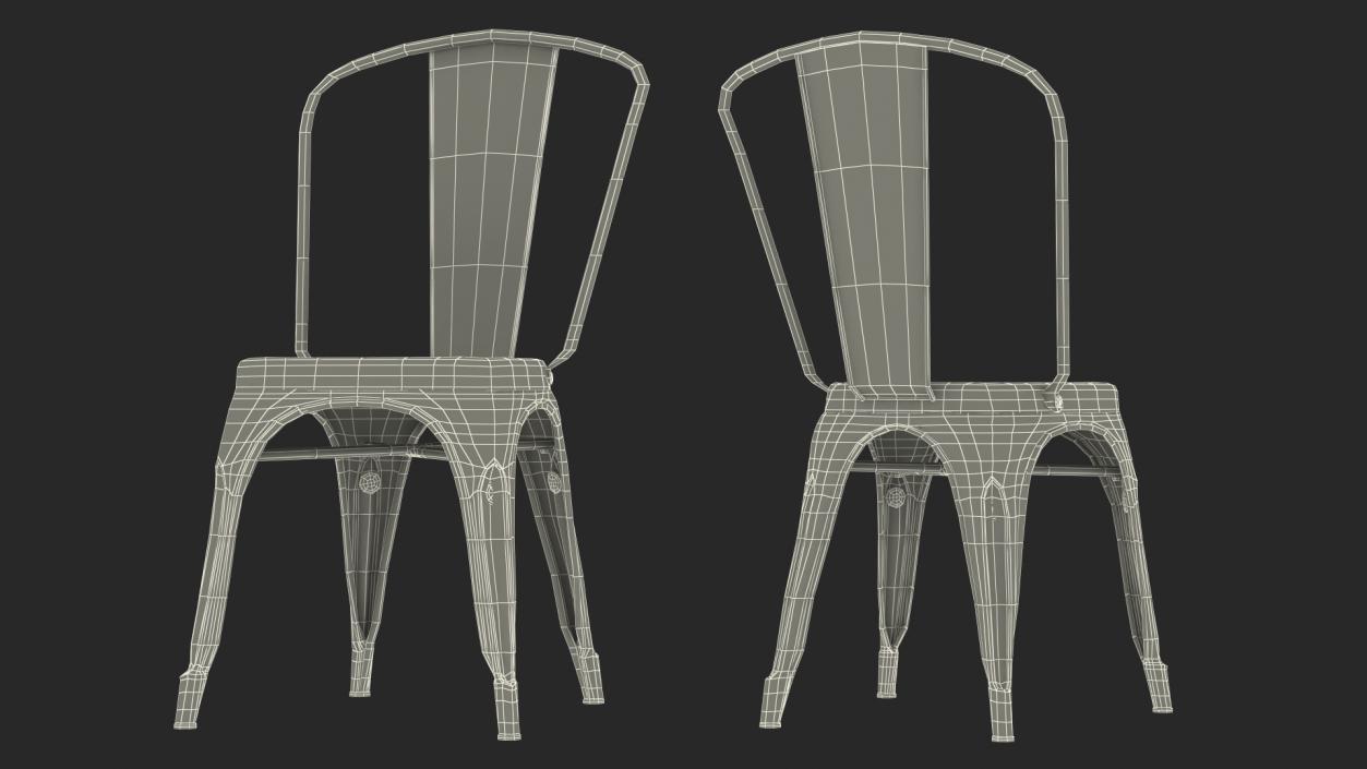 3D model Old Metal Stackable Chair