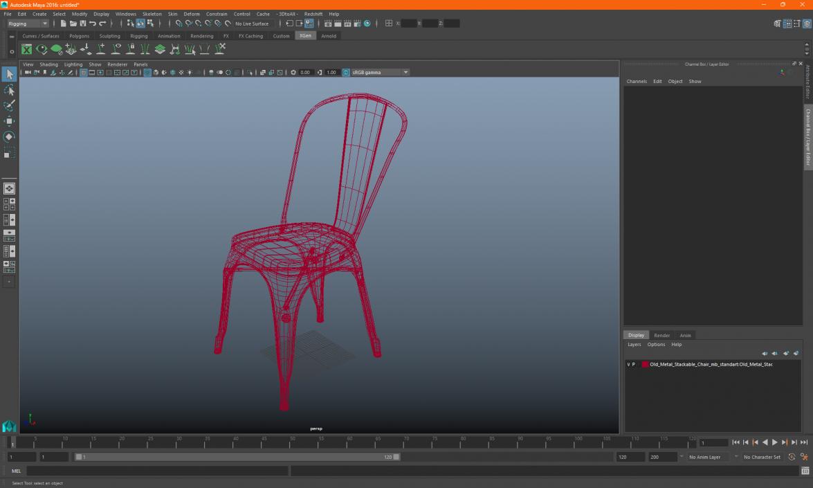 3D model Old Metal Stackable Chair