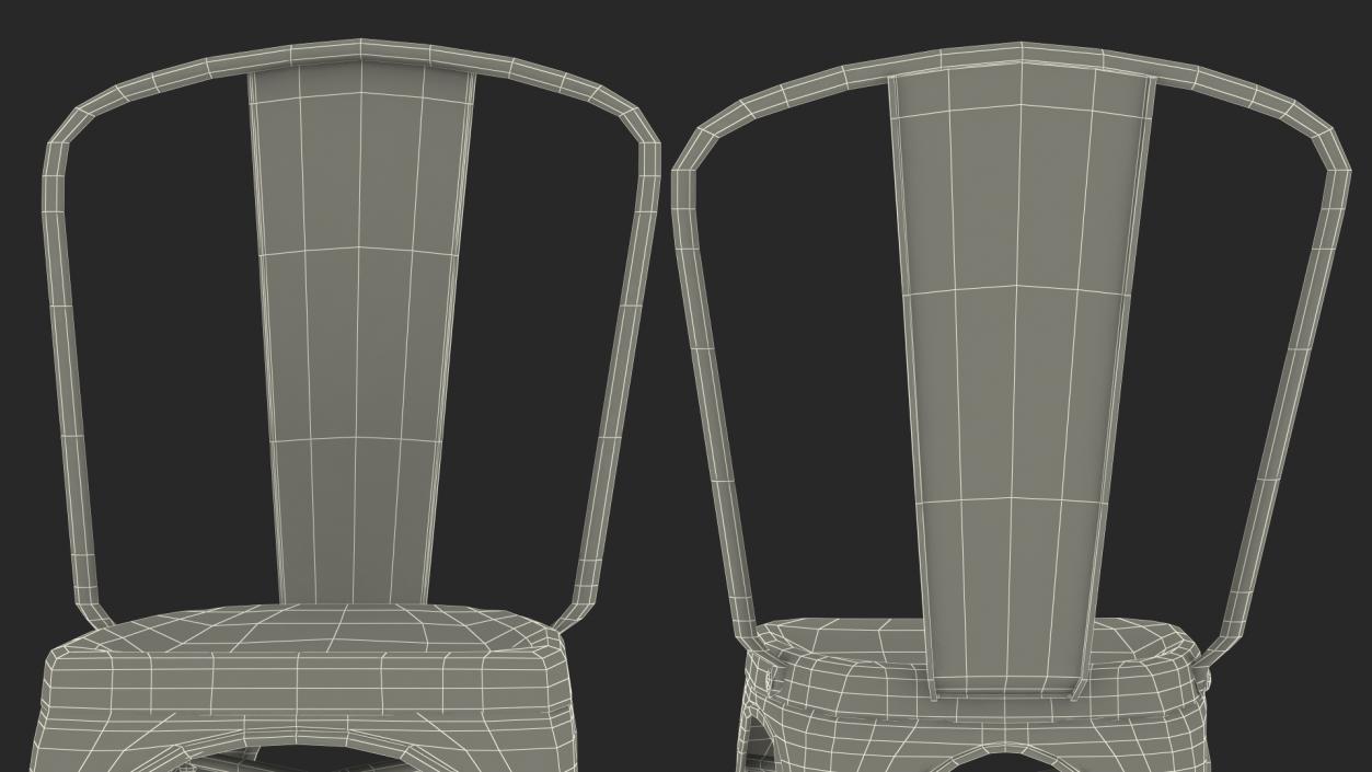 3D model Old Metal Stackable Chair