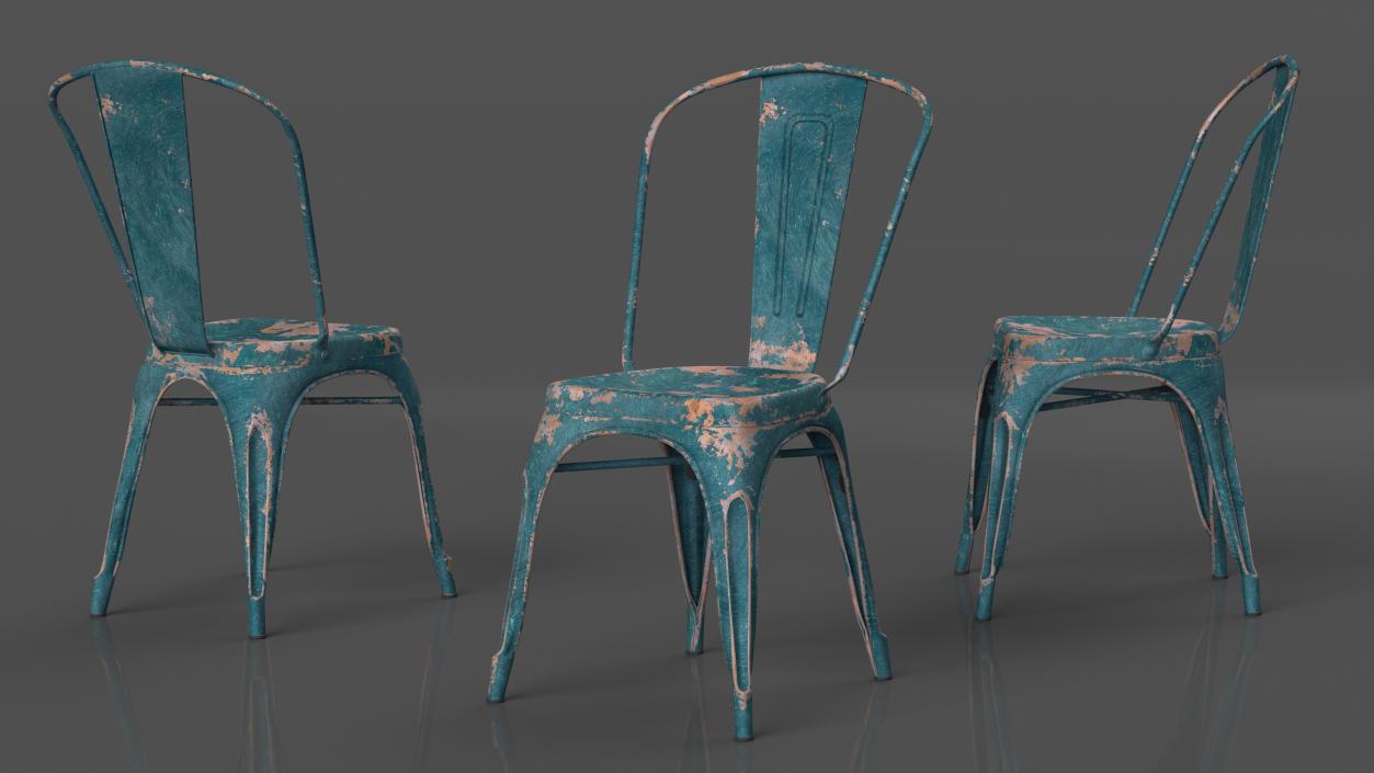 3D model Old Metal Stackable Chair