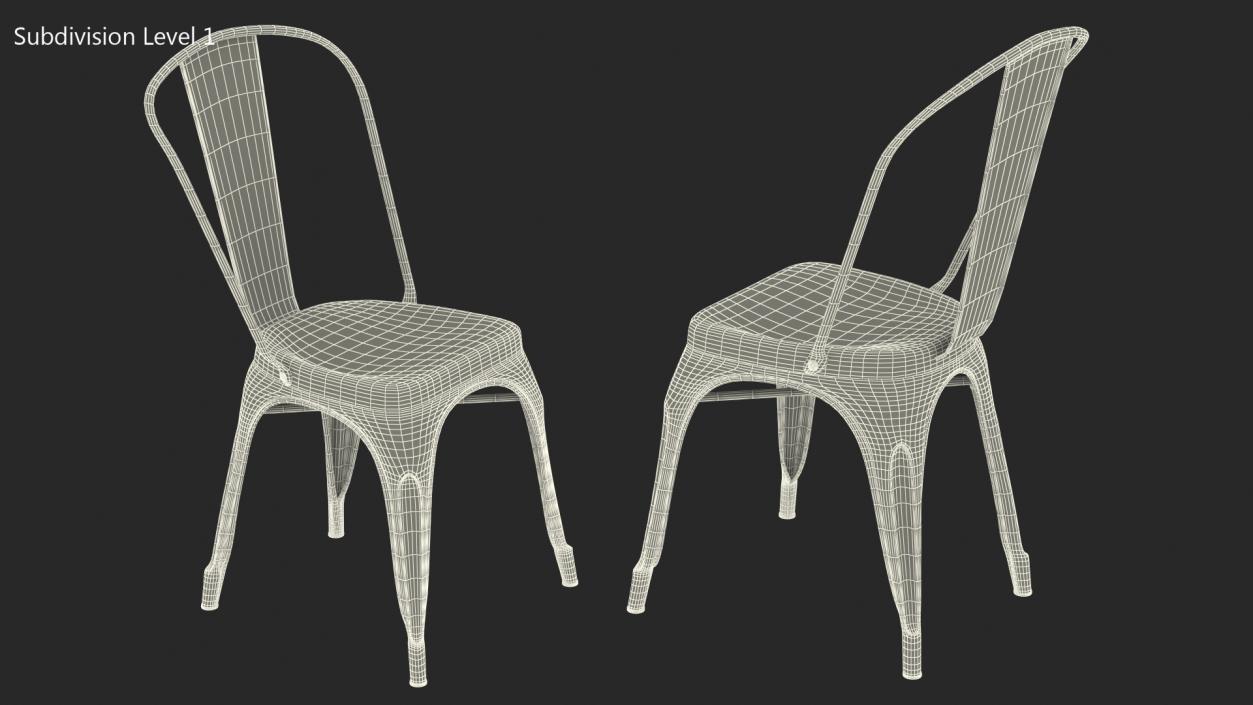 3D model Old Metal Stackable Chair