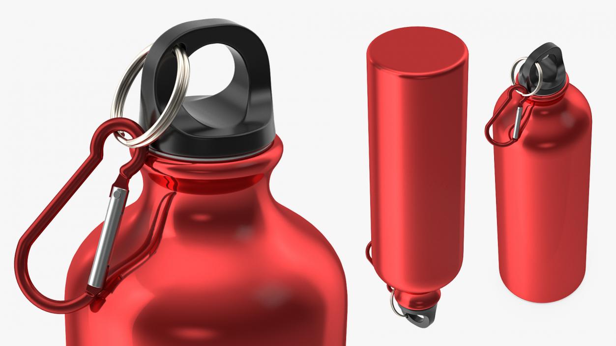 3D model Red Aluminum Water Bottle with Carabiner