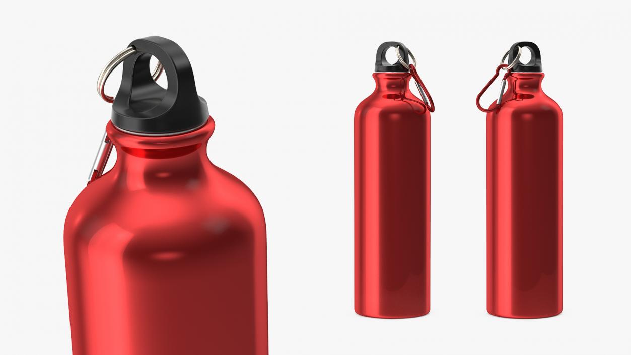 3D model Red Aluminum Water Bottle with Carabiner