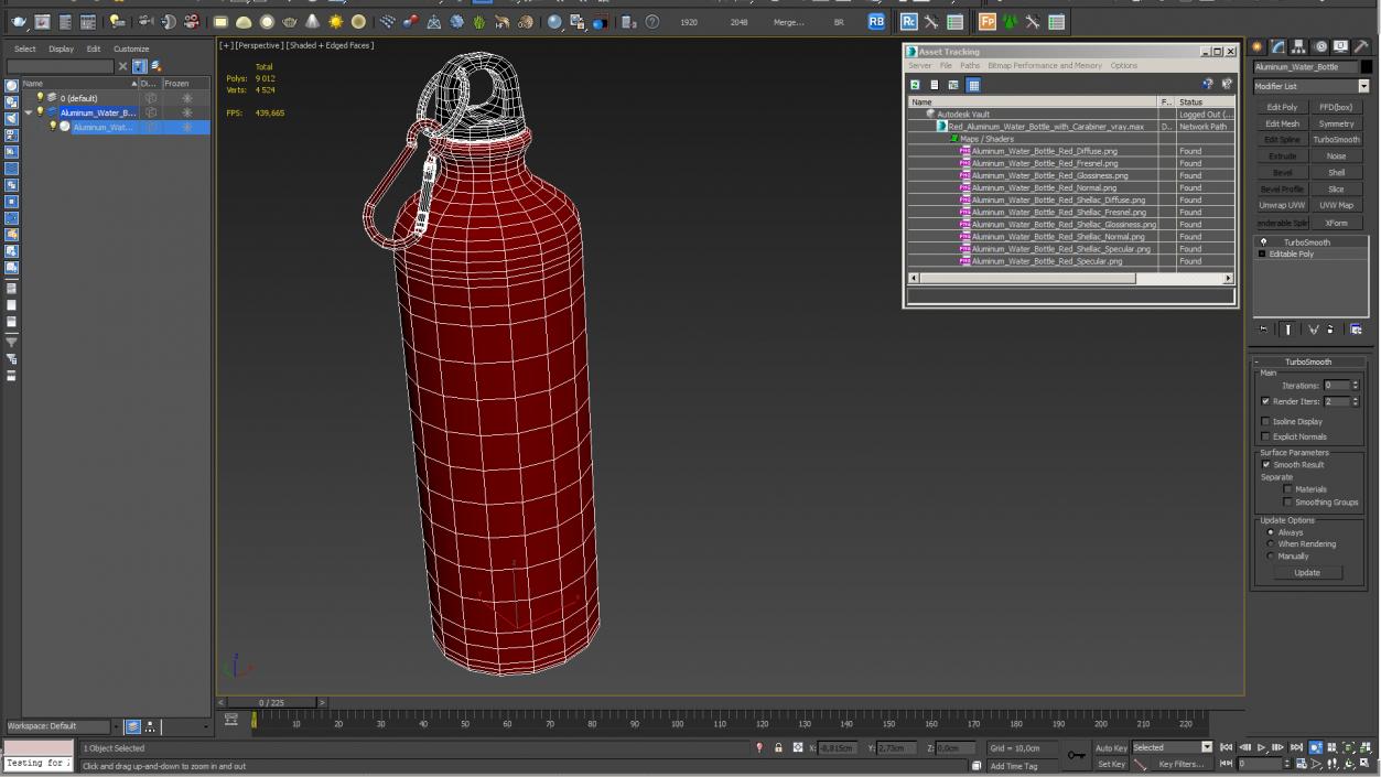 3D model Red Aluminum Water Bottle with Carabiner