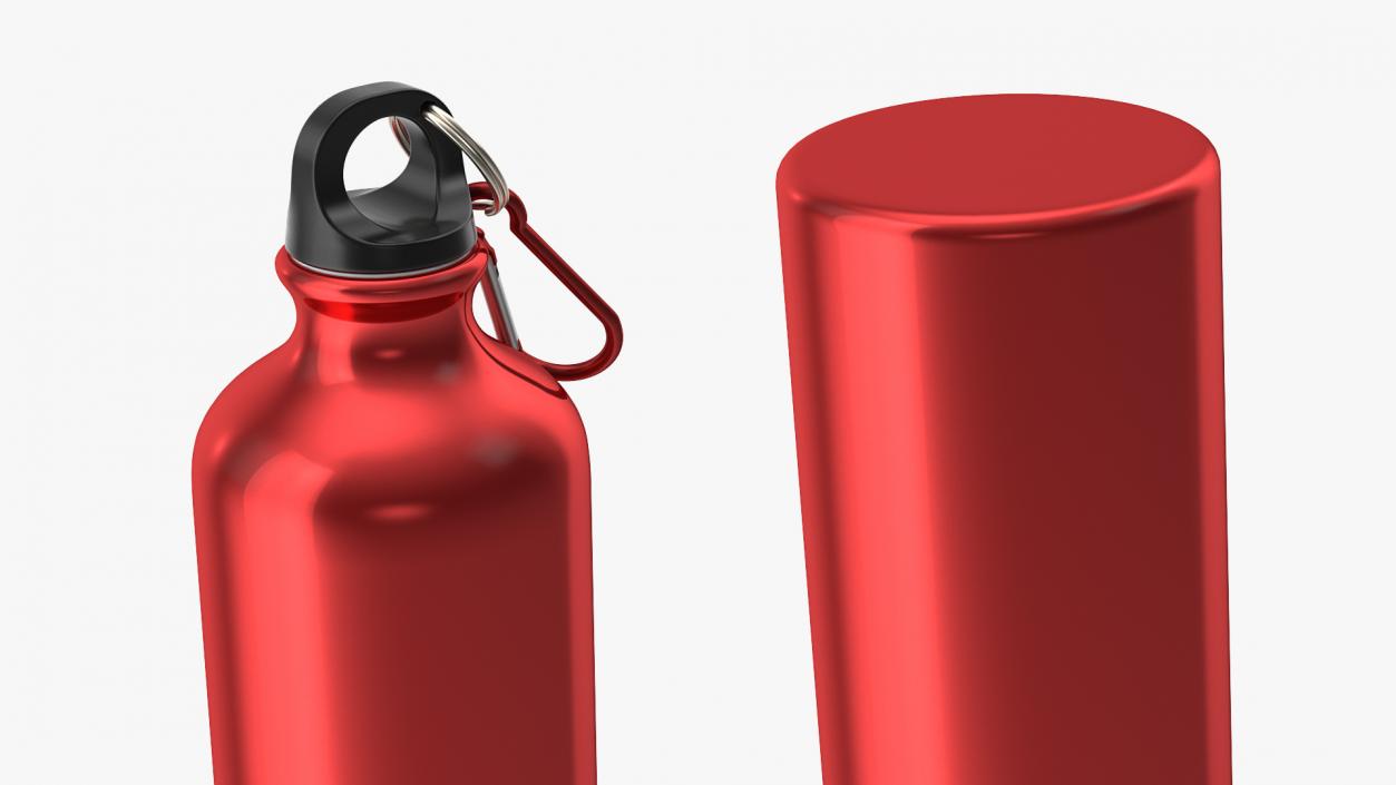 3D model Red Aluminum Water Bottle with Carabiner