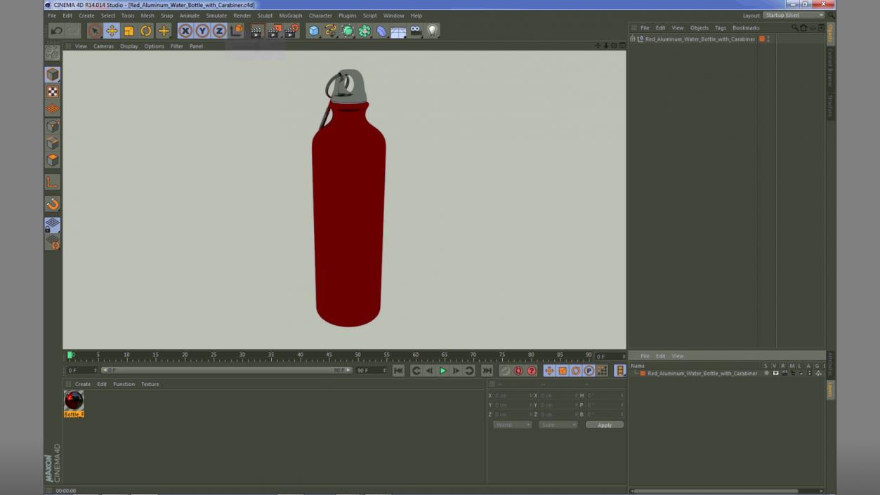 3D model Red Aluminum Water Bottle with Carabiner