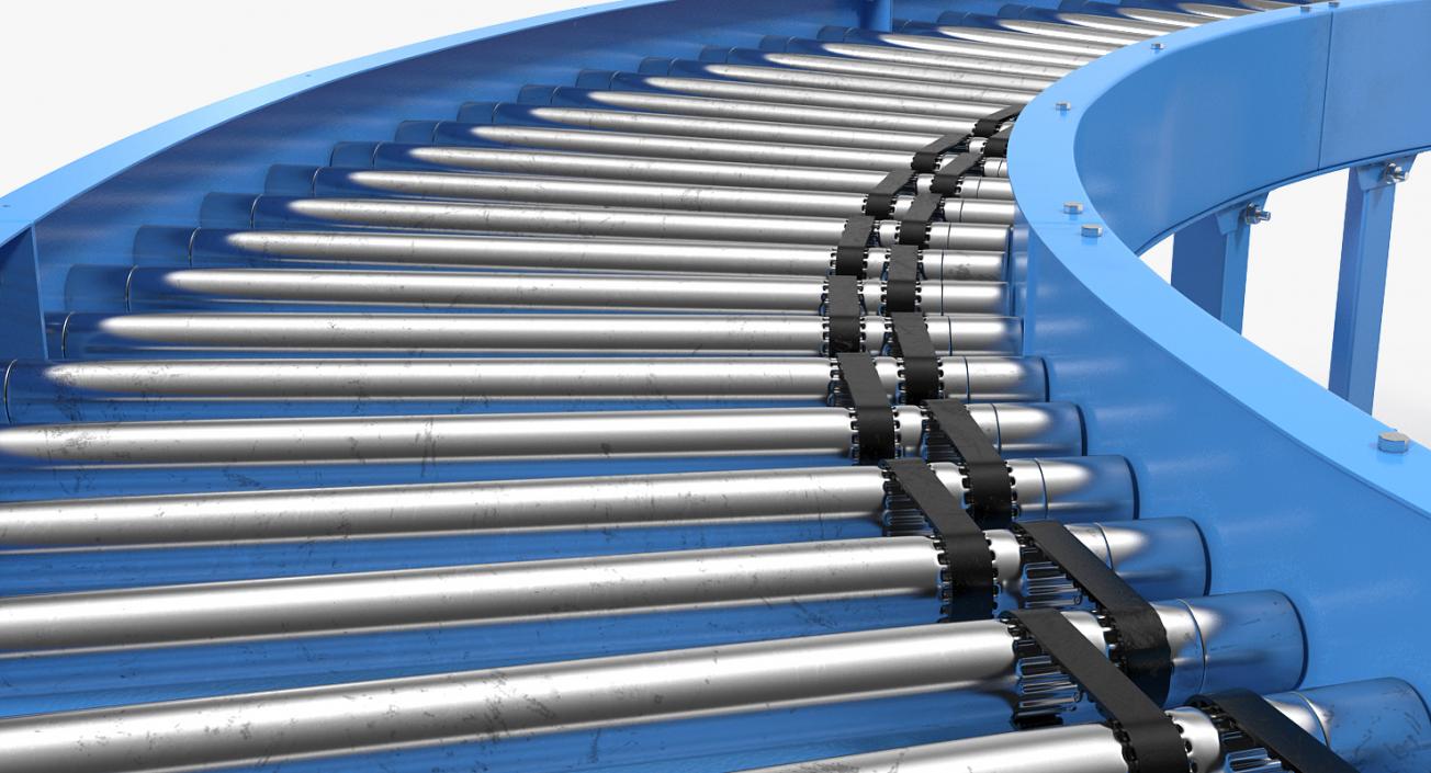 3D Powered Bend Roller Conveyor model