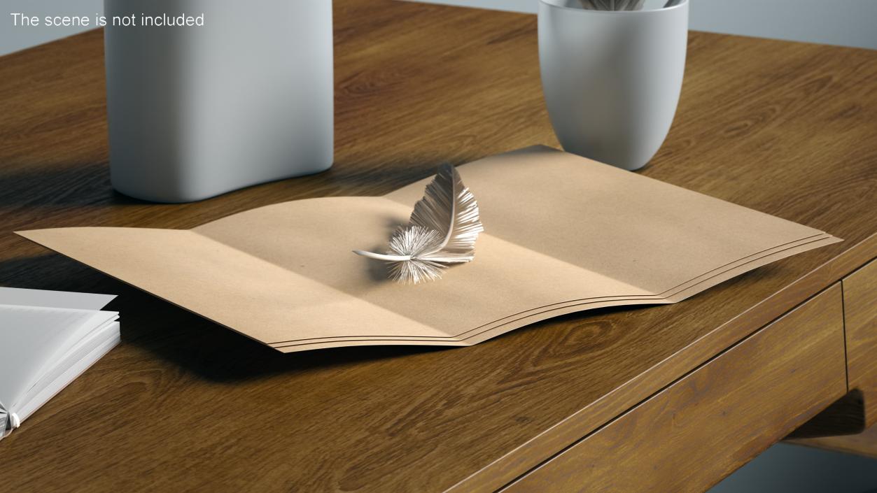 3D Blank Three Times Folded Paper Brown