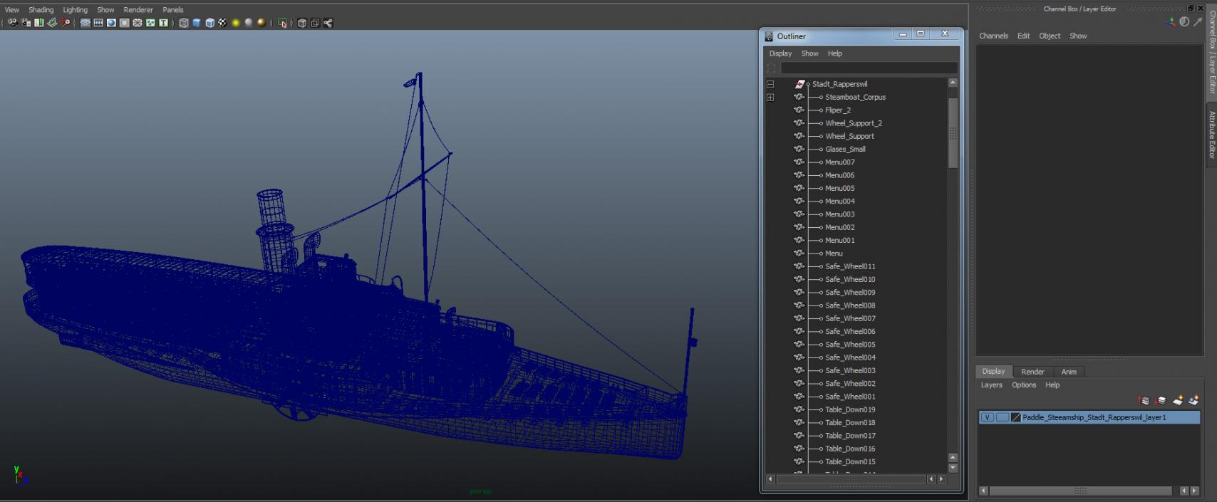 Paddle Steeamship Stadt Rapperswil 3D model