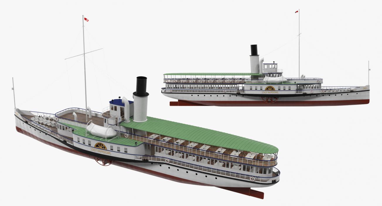 Paddle Steeamship Stadt Rapperswil 3D model