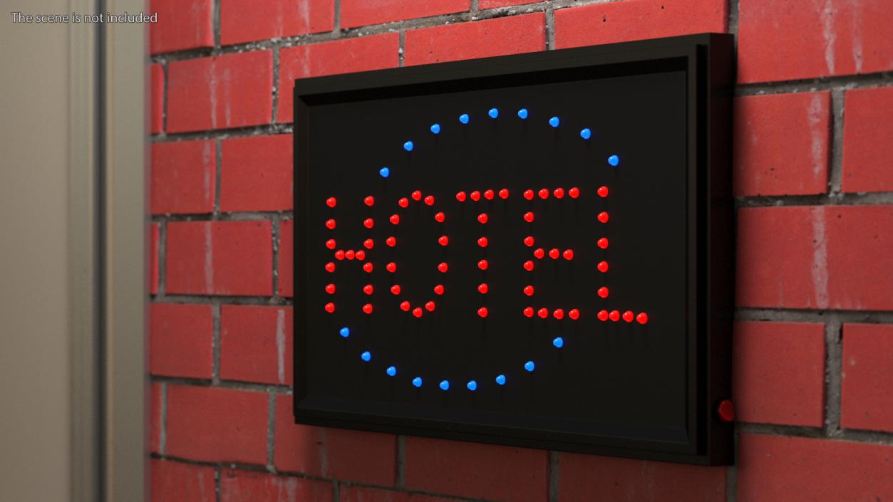 Hotel Neon LED Light Sign Board ON 3D model