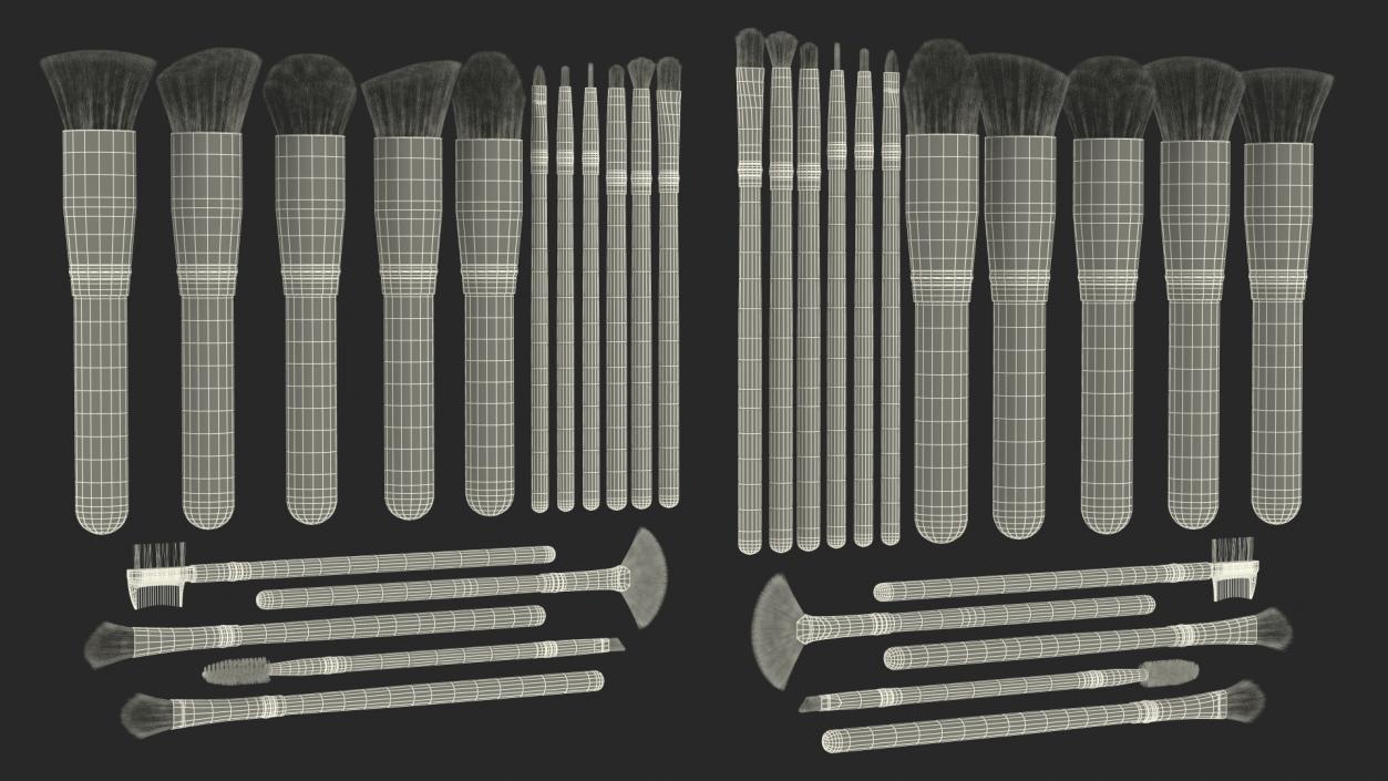 3D model Professional Makeup Brushes Set Fur