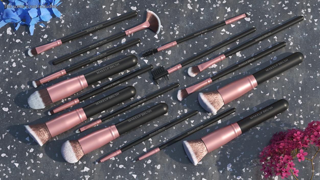 3D model Professional Makeup Brushes Set Fur