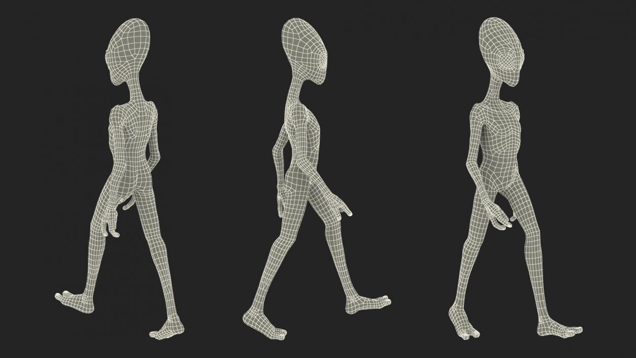 3D model Extraterrestrial Alien Walking Pose