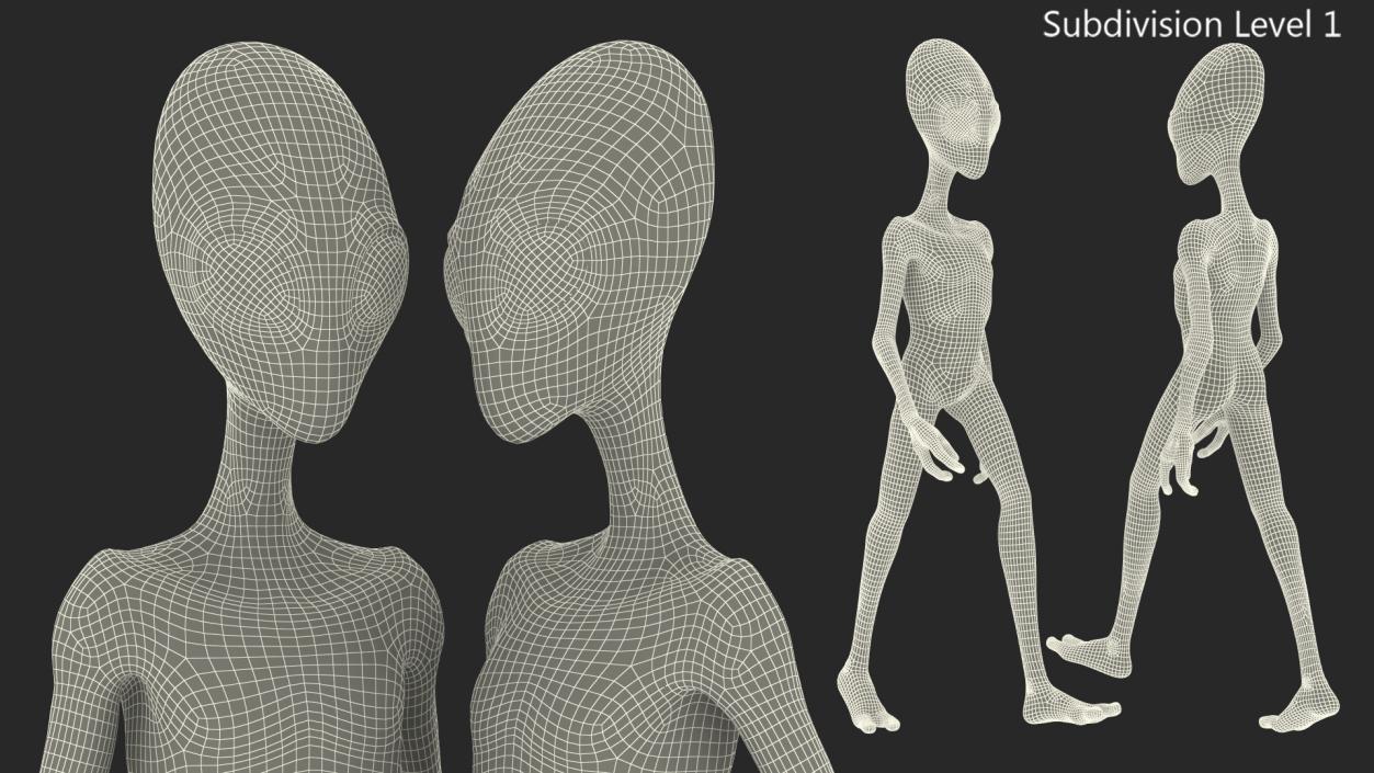 3D model Extraterrestrial Alien Walking Pose