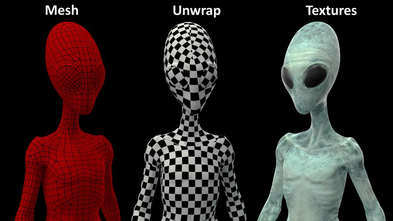 3D model Extraterrestrial Alien Walking Pose