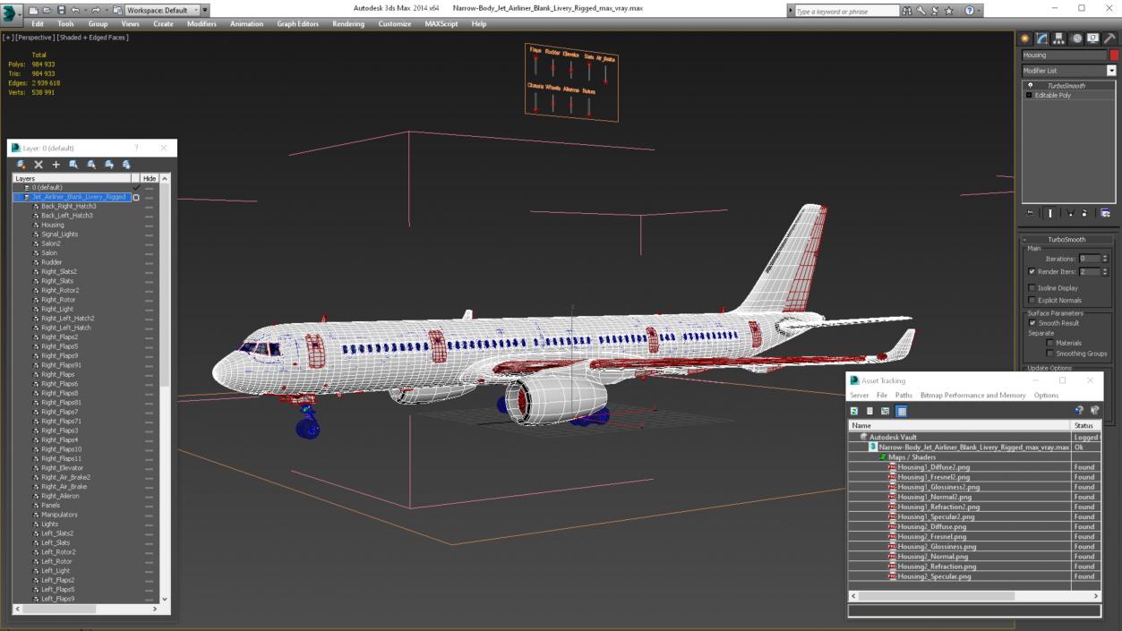 Narrow-Body Jet Airliner Blank Livery Rigged 3D model