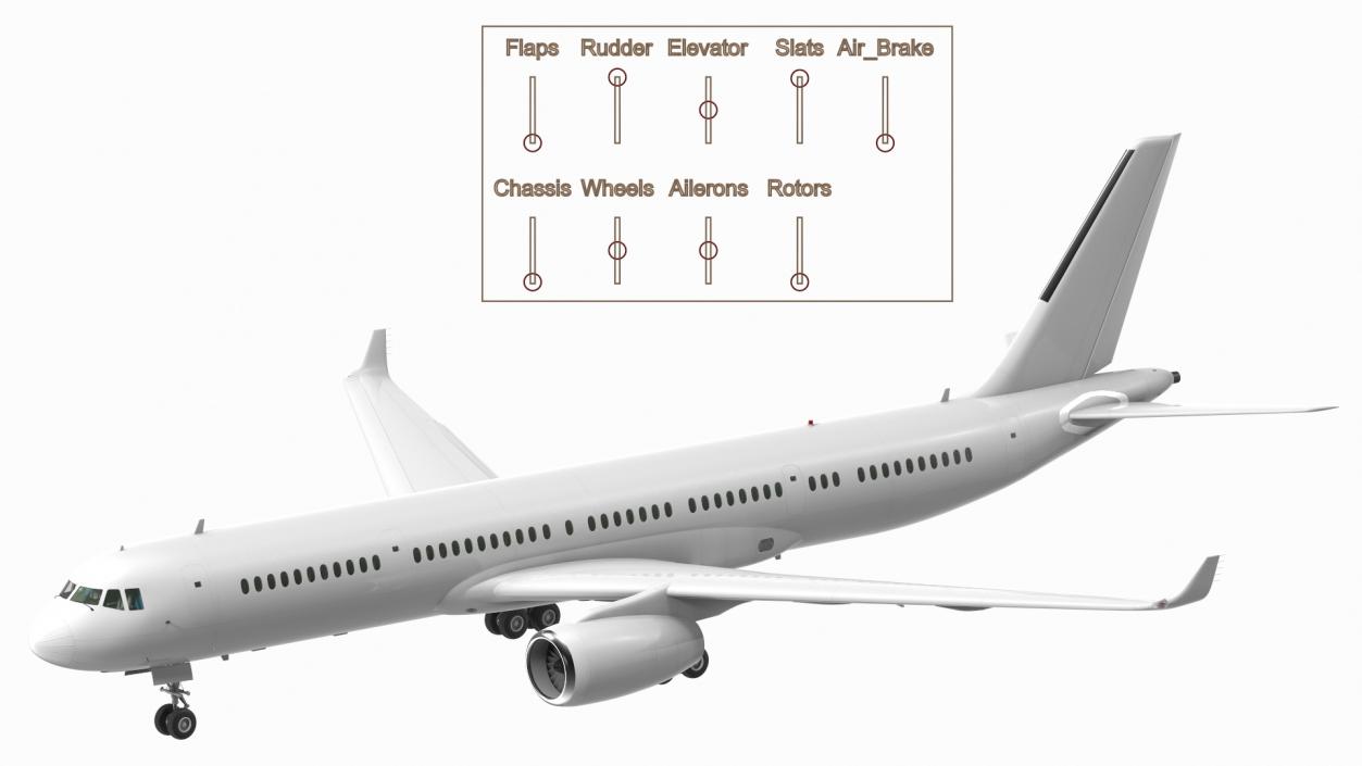 Narrow-Body Jet Airliner Blank Livery Rigged 3D model