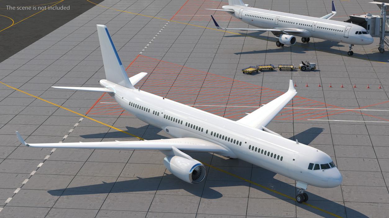 Narrow-Body Jet Airliner Blank Livery Rigged 3D model