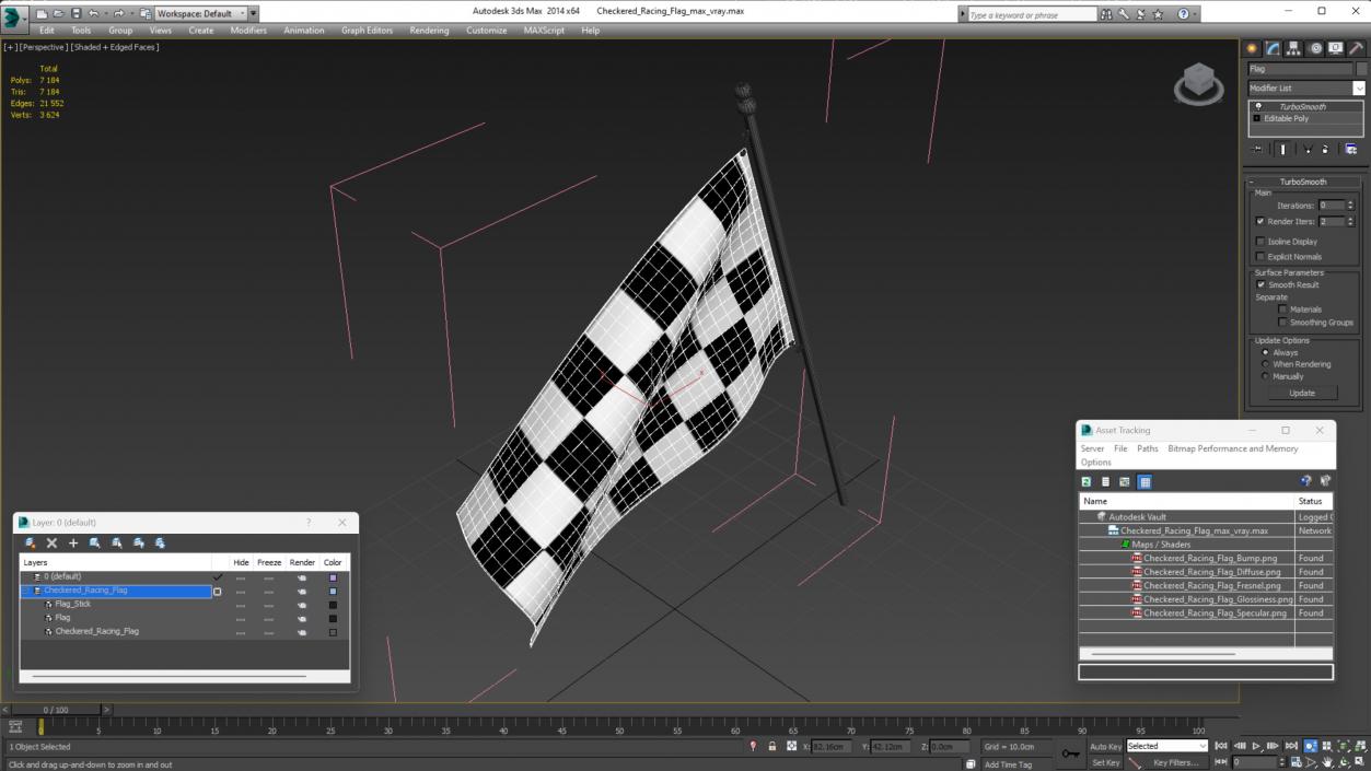 3D Checkered Racing Flag