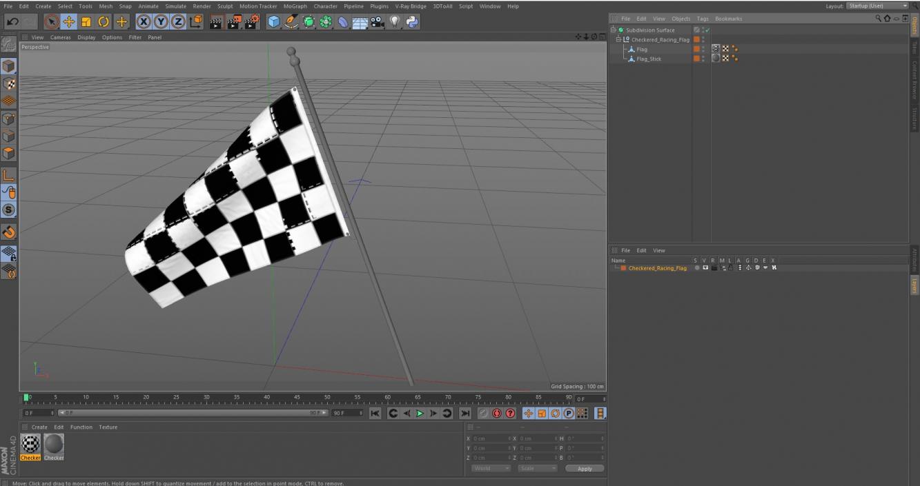 3D Checkered Racing Flag