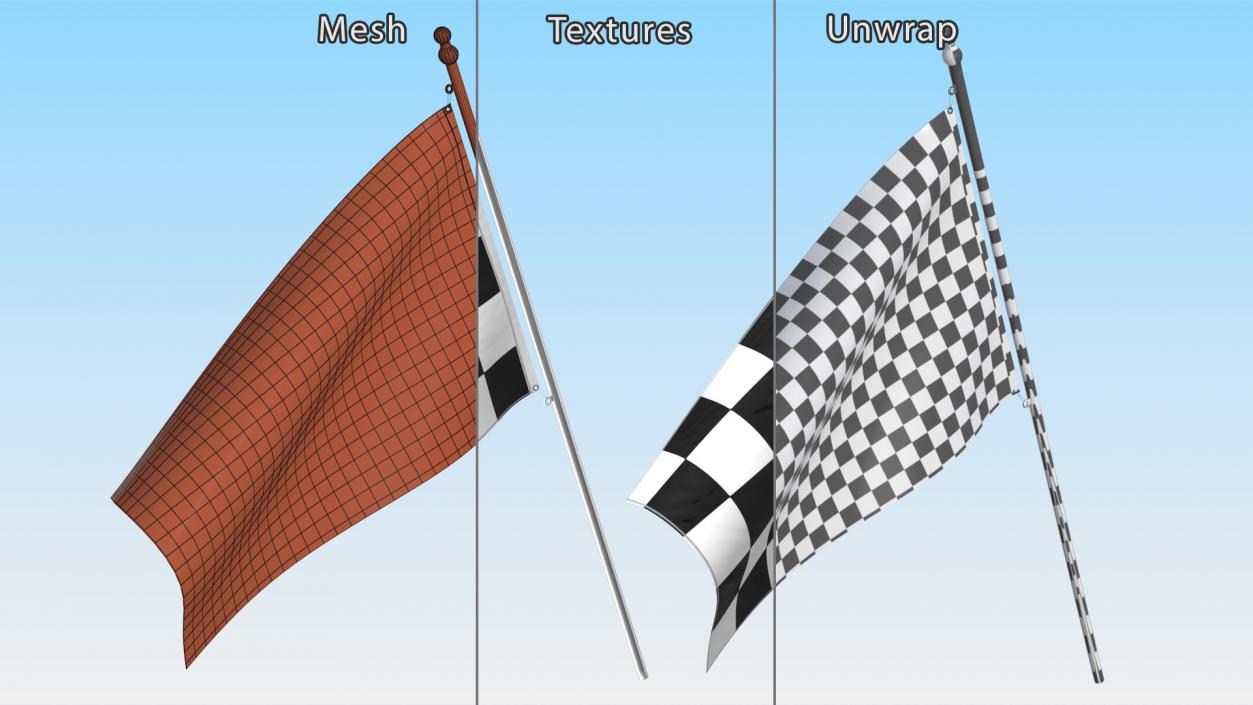 3D Checkered Racing Flag