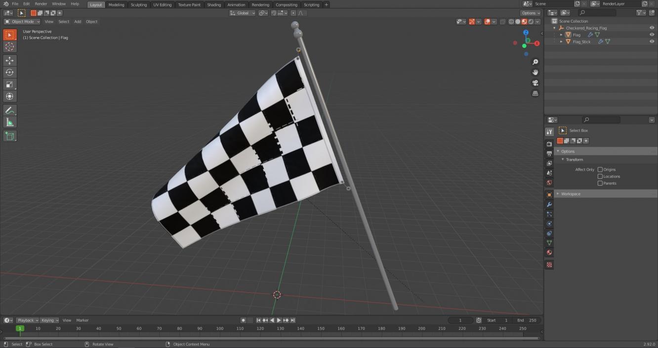 3D Checkered Racing Flag