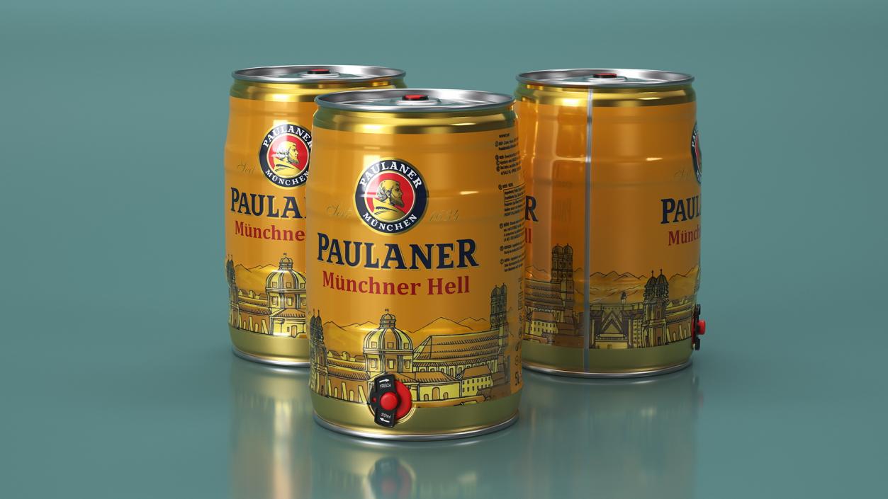 3D Paulaner Beer 5 Liter Barrel model