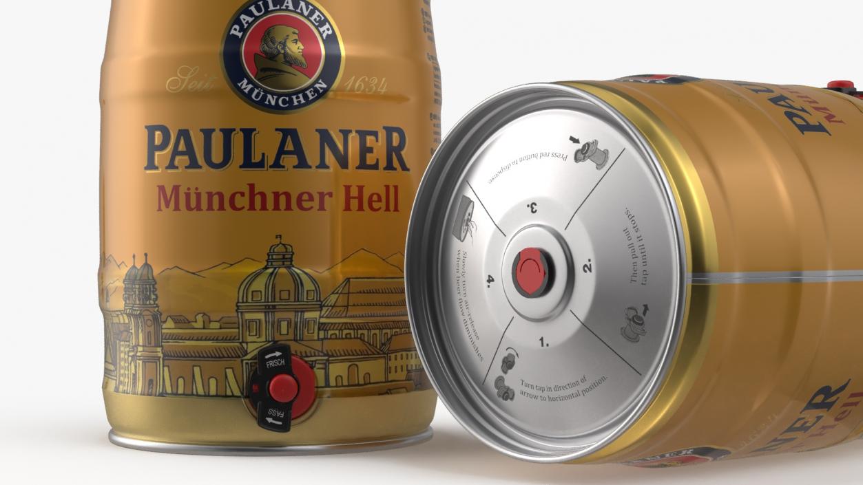 3D Paulaner Beer 5 Liter Barrel model