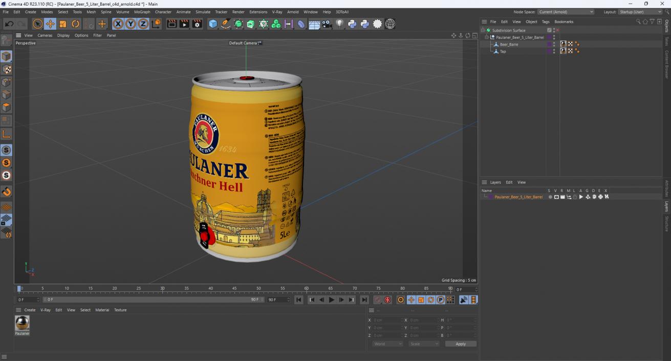 3D Paulaner Beer 5 Liter Barrel model