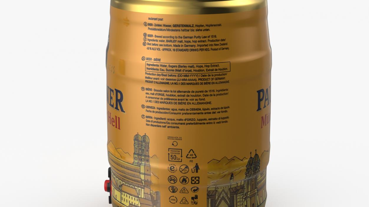 3D Paulaner Beer 5 Liter Barrel model