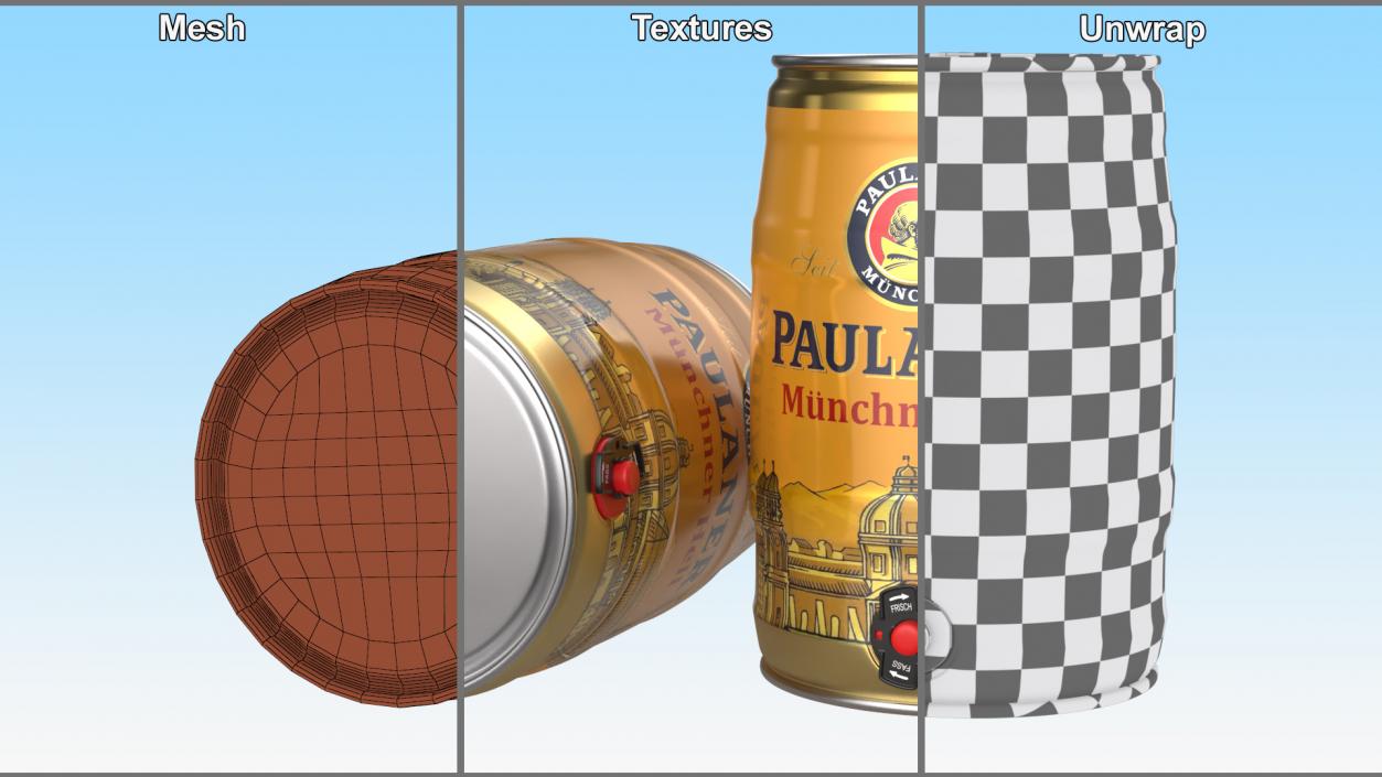 3D Paulaner Beer 5 Liter Barrel model