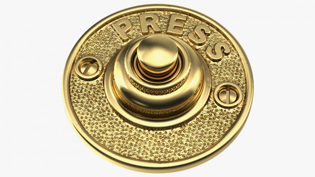 Round Bell Push Button Gold 3D