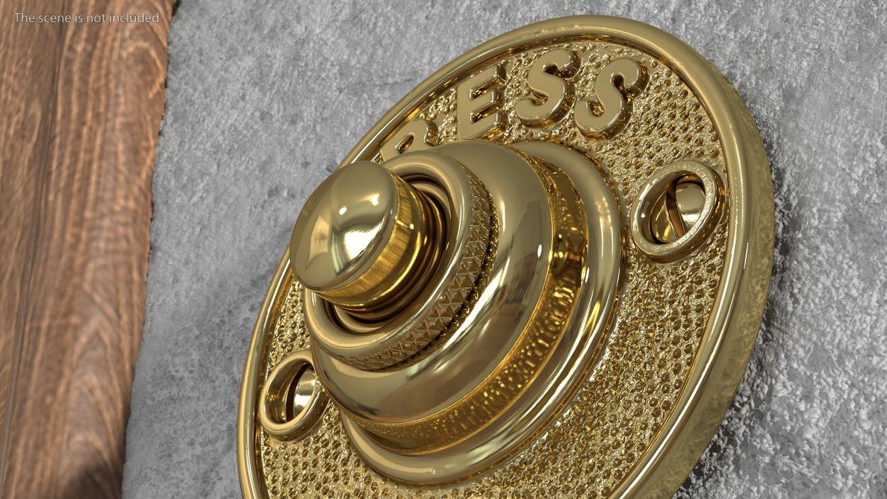 Round Bell Push Button Gold 3D