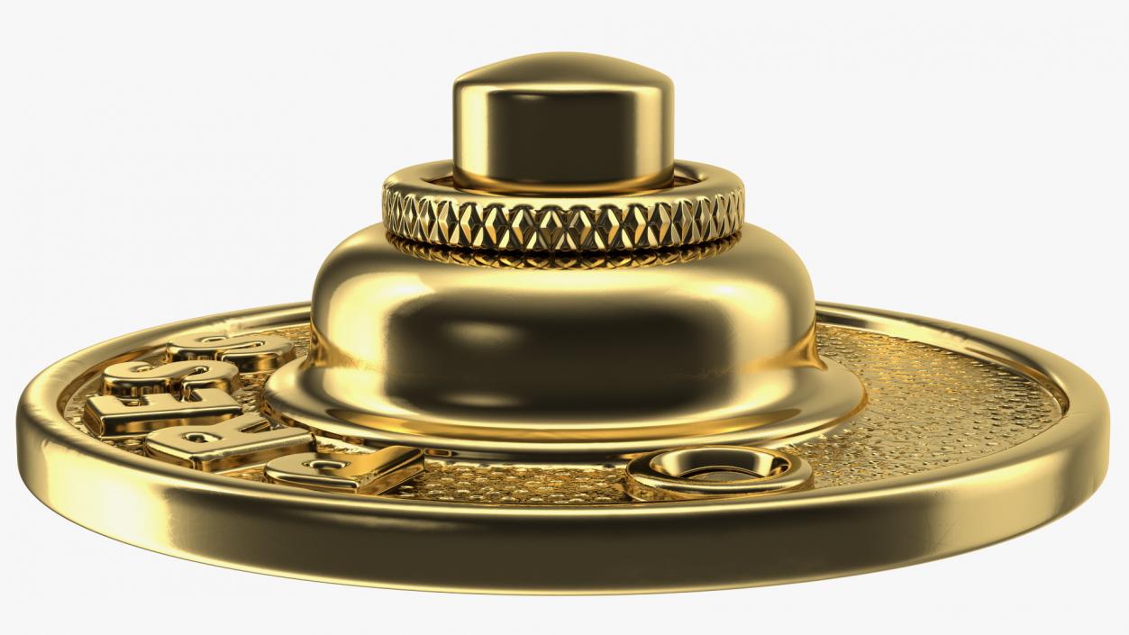 Round Bell Push Button Gold 3D