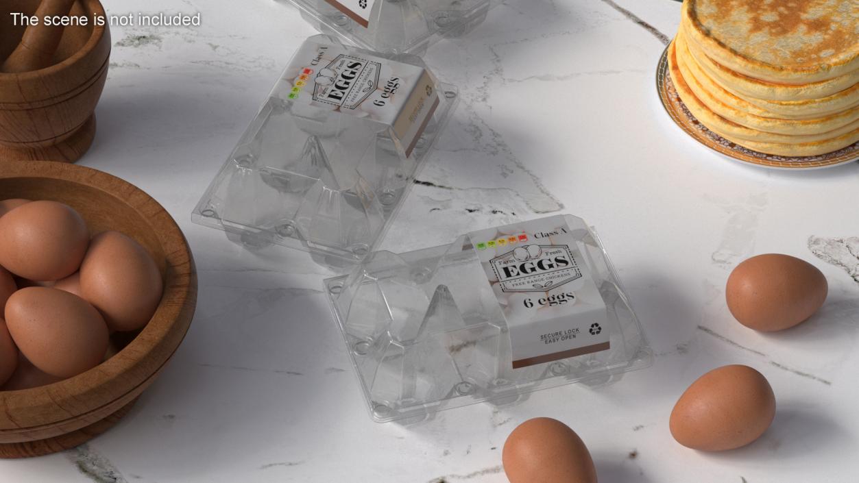 Empty Plastic Packaging for Six Chicken Eggs 3D model