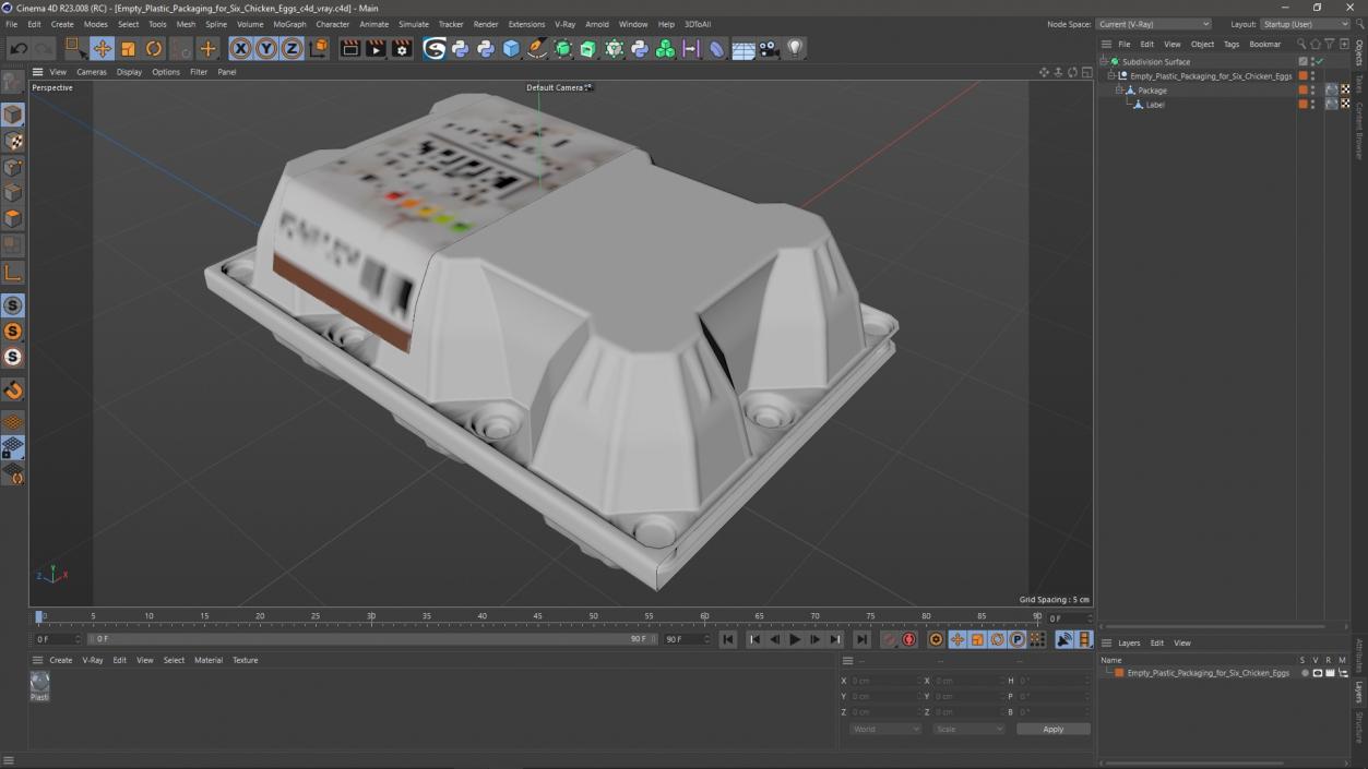 Empty Plastic Packaging for Six Chicken Eggs 3D model