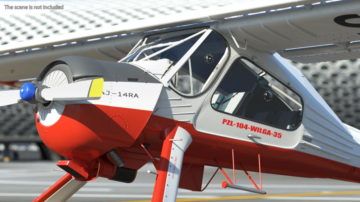 PZL 104 Wilga Airplane White Simple Interior 3D model