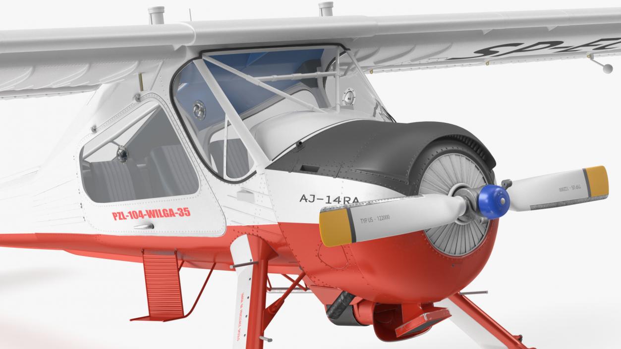 PZL 104 Wilga Airplane White Simple Interior 3D model