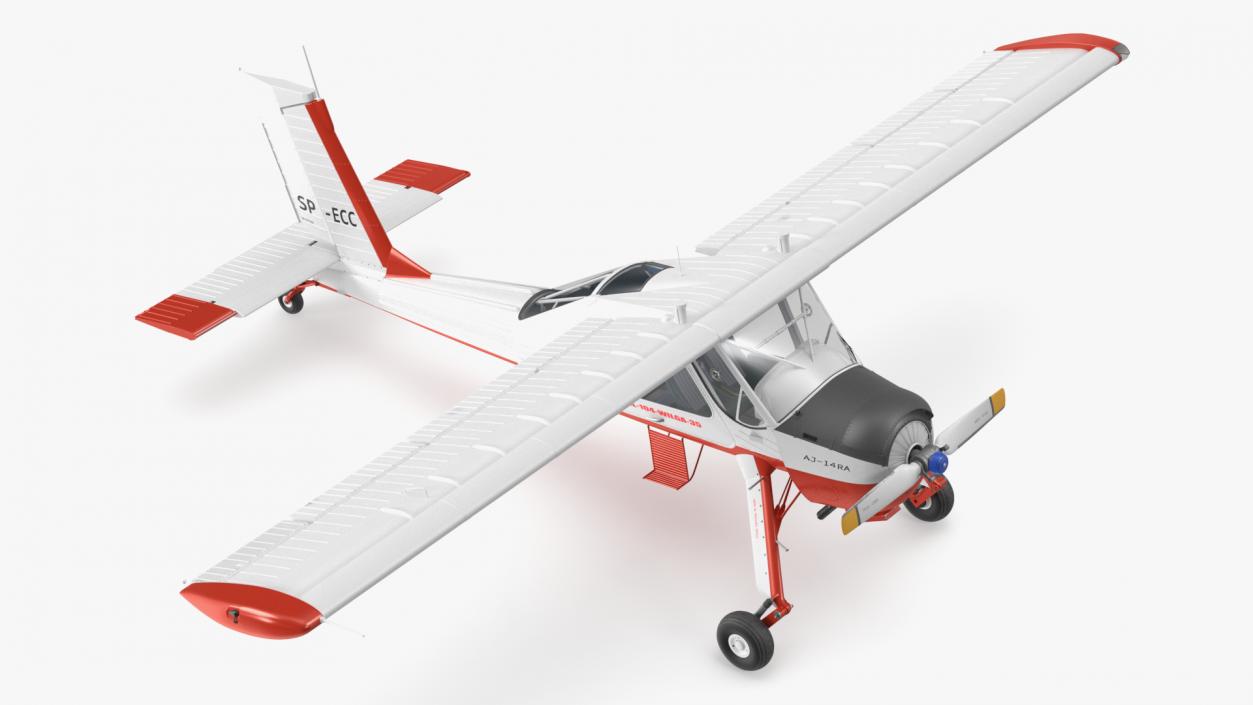 PZL 104 Wilga Airplane White Simple Interior 3D model