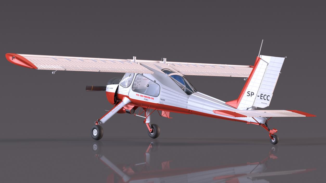 PZL 104 Wilga Airplane White Simple Interior 3D model