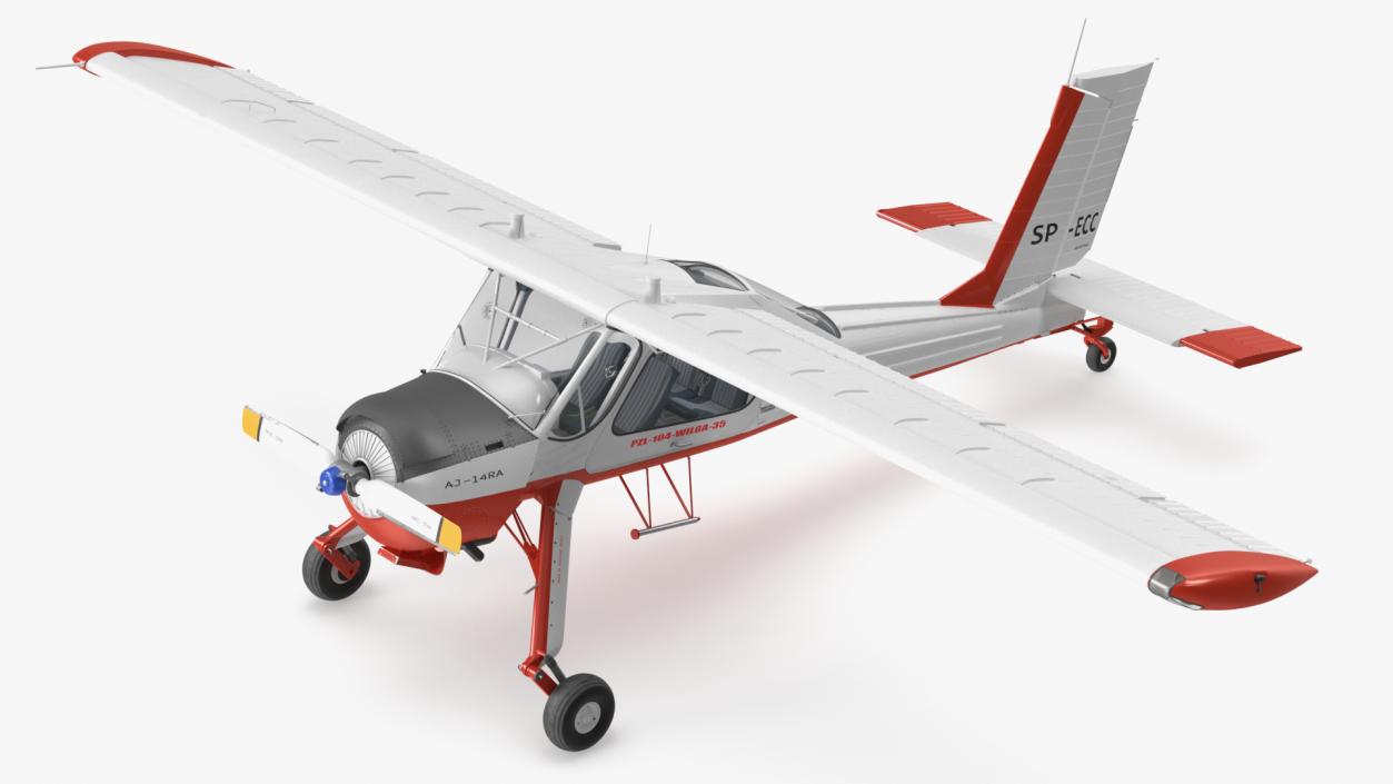 PZL 104 Wilga Airplane White Simple Interior 3D model