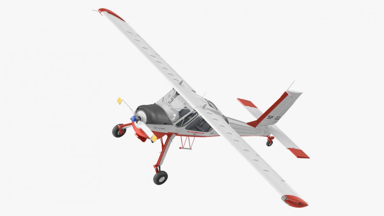 PZL 104 Wilga Airplane White Simple Interior 3D model