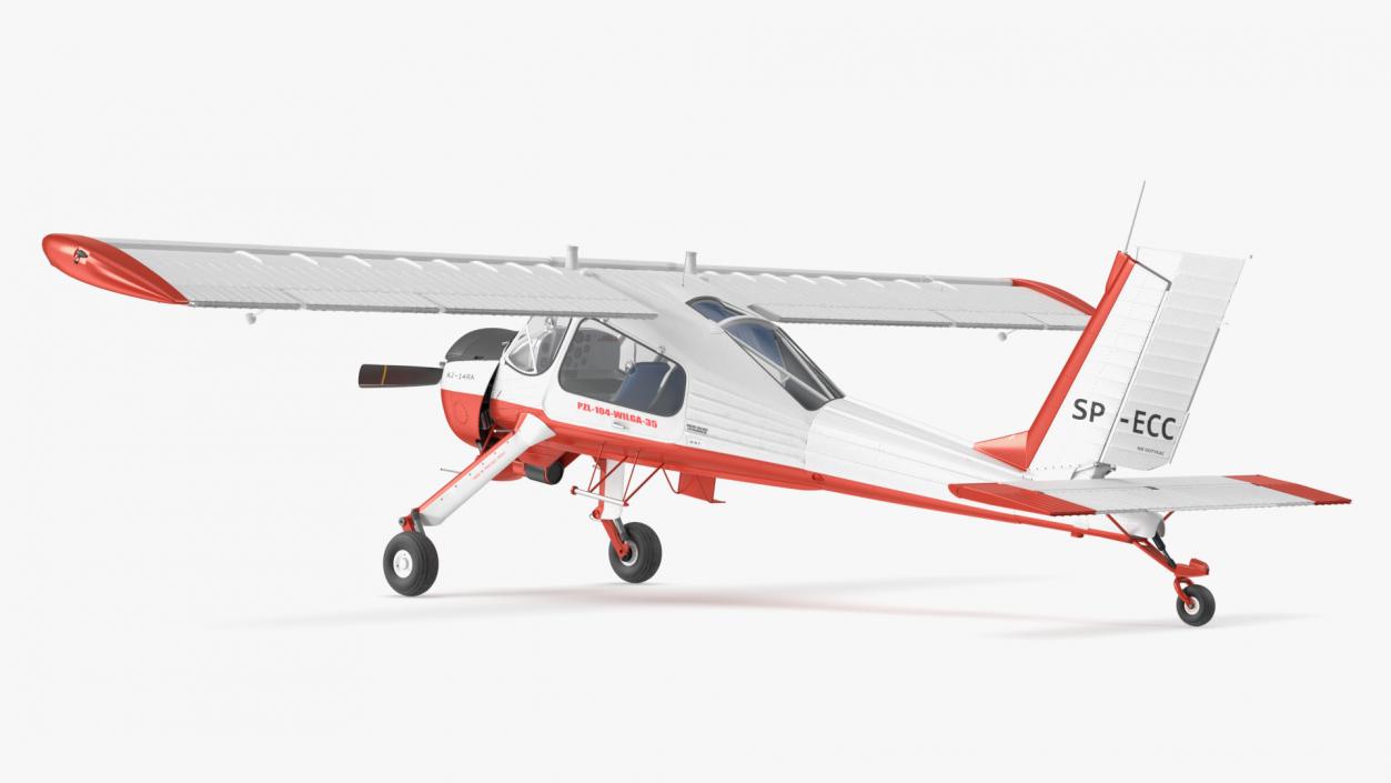 PZL 104 Wilga Airplane White Simple Interior 3D model