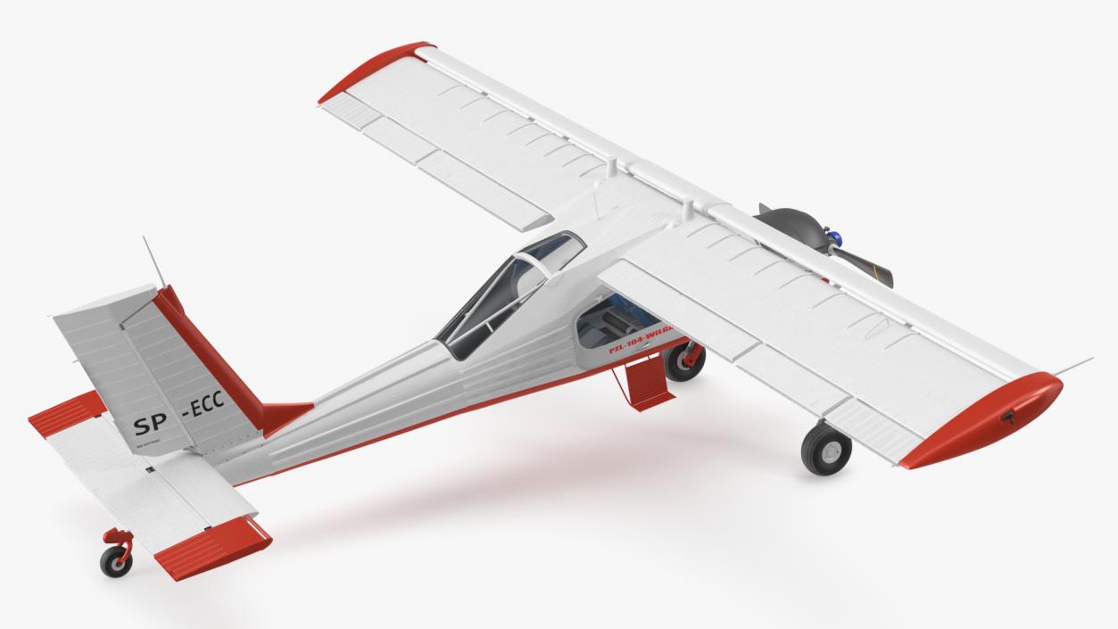 PZL 104 Wilga Airplane White Simple Interior 3D model