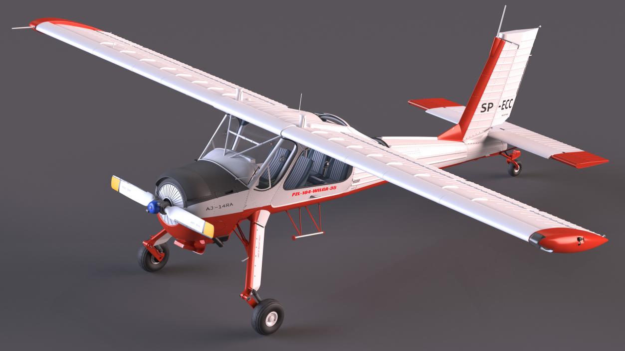 PZL 104 Wilga Airplane White Simple Interior 3D model